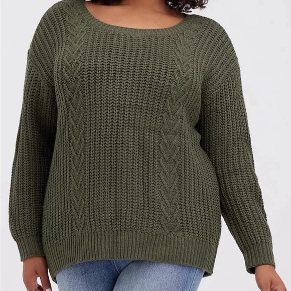 torrid Sweaters - Torrid Olive Cable Knit Sweater